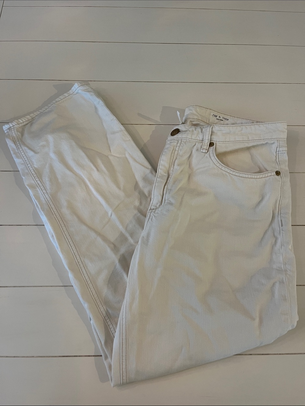 rag & bone Slim Straight Jeans in Off-White